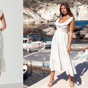 Astr the label cottage eyelet ruffle midi dress